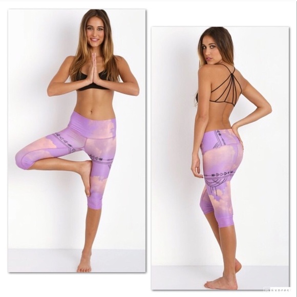 teeki Pants - Teeki Purple Haze Yoga Crop Capri Leggings